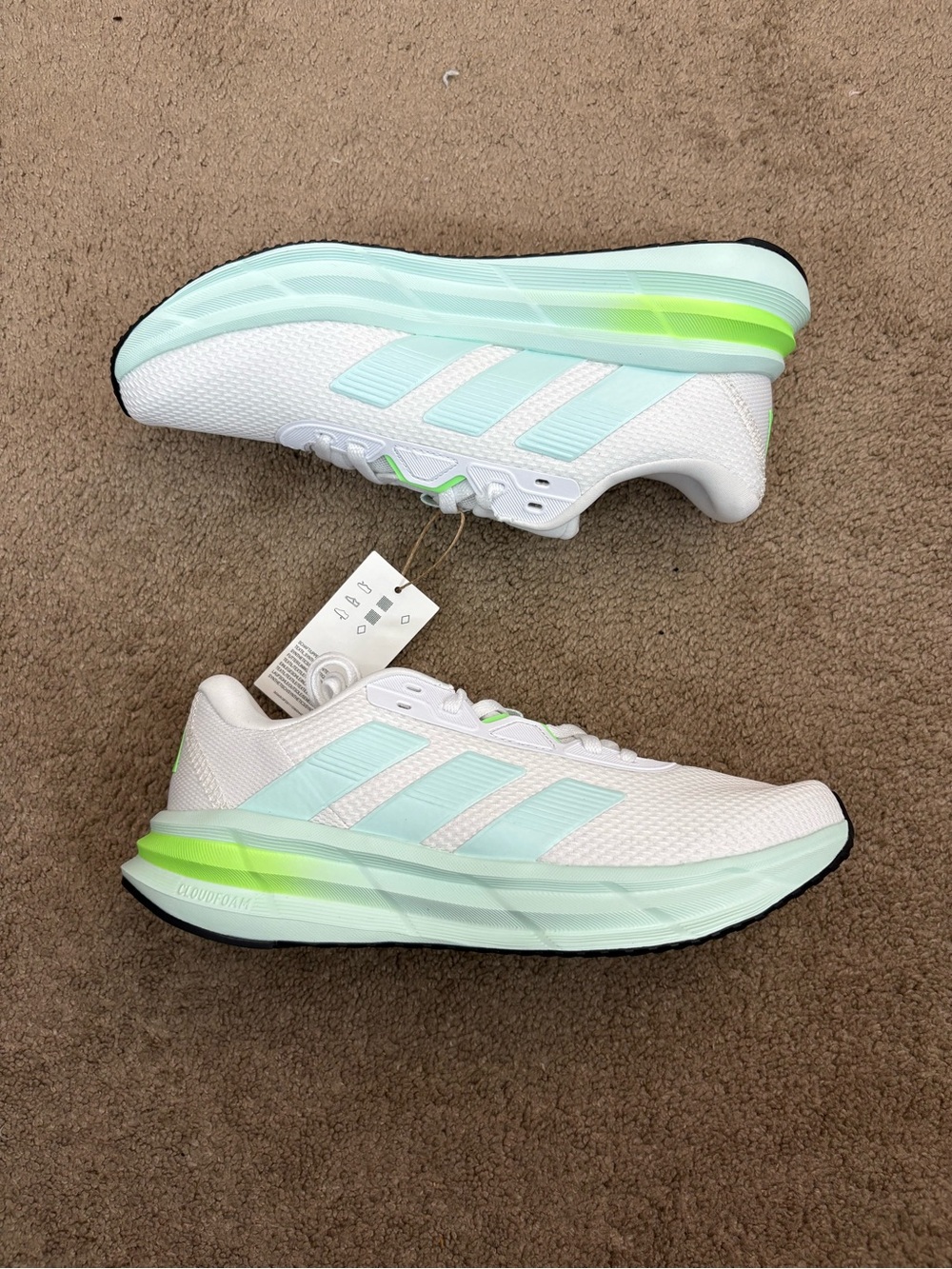 NIB adidas Women’s Size 9 Galaxy 7 Running Shoes White/Halo Mint/Lime Burst